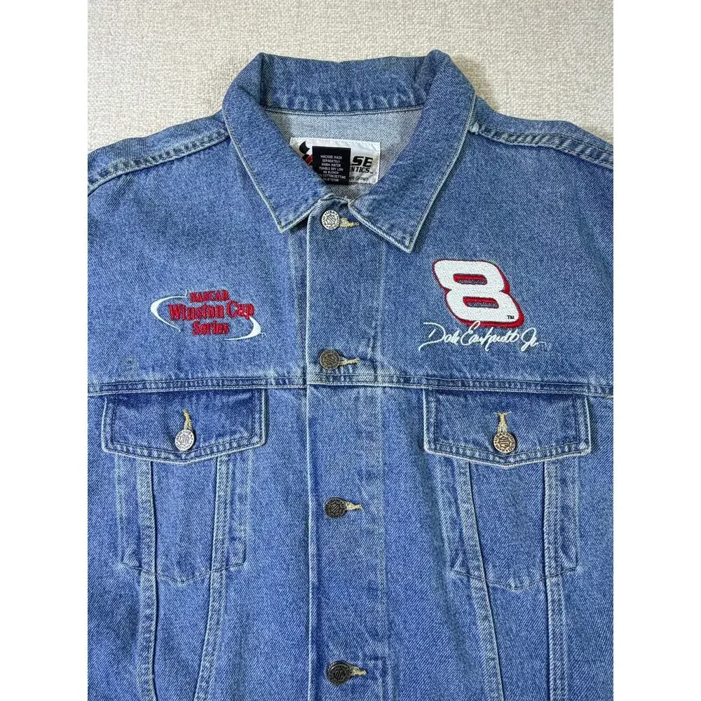 Chase Authentics Women's Blue XL Dale Earnhardt Jr NASCAR Racing Denim Jacket